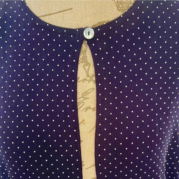 Drapers & Damon Cover up Blouse Top One Button Size 1X Plus Polka Dots Blue - Picture 7 of 12